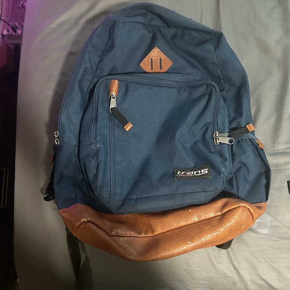 Blue and Brown Men's Jansport Backpack